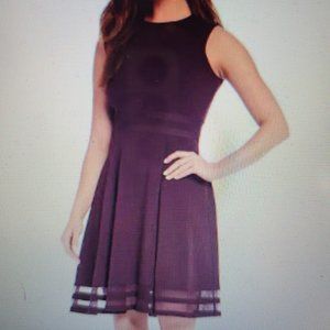 Calvin Klein Round Neck Sleeveless Illusion Hem Crepe A-Line Dress - New!